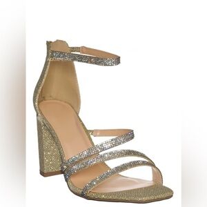 Delicious Gold Glitter Strappy Heels